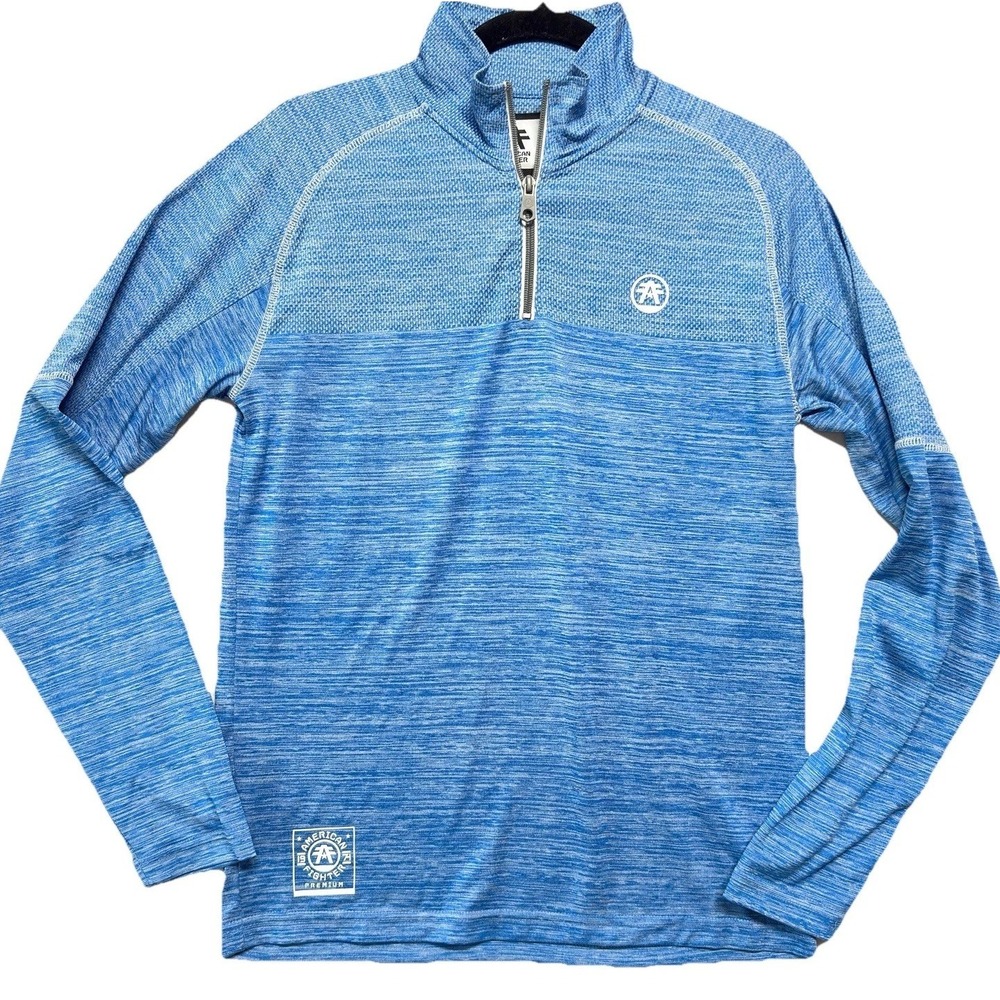American Fighter 1/4 Zip Pullover Shirt Premium Athletics Buckle Mens S MMA Blue